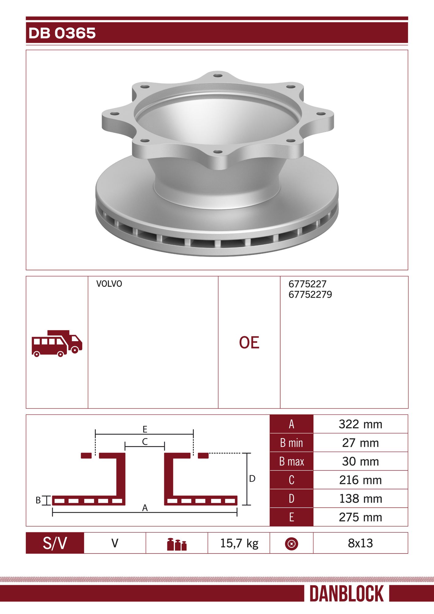 Disc frana DB 0365 DANBLOCK